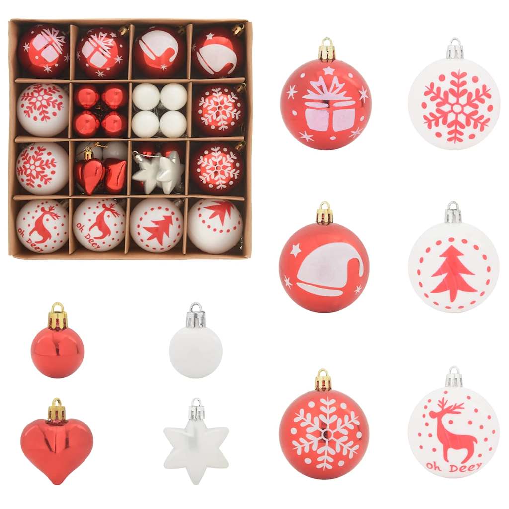 Christmas Bauble Set 40 pcs Red and White